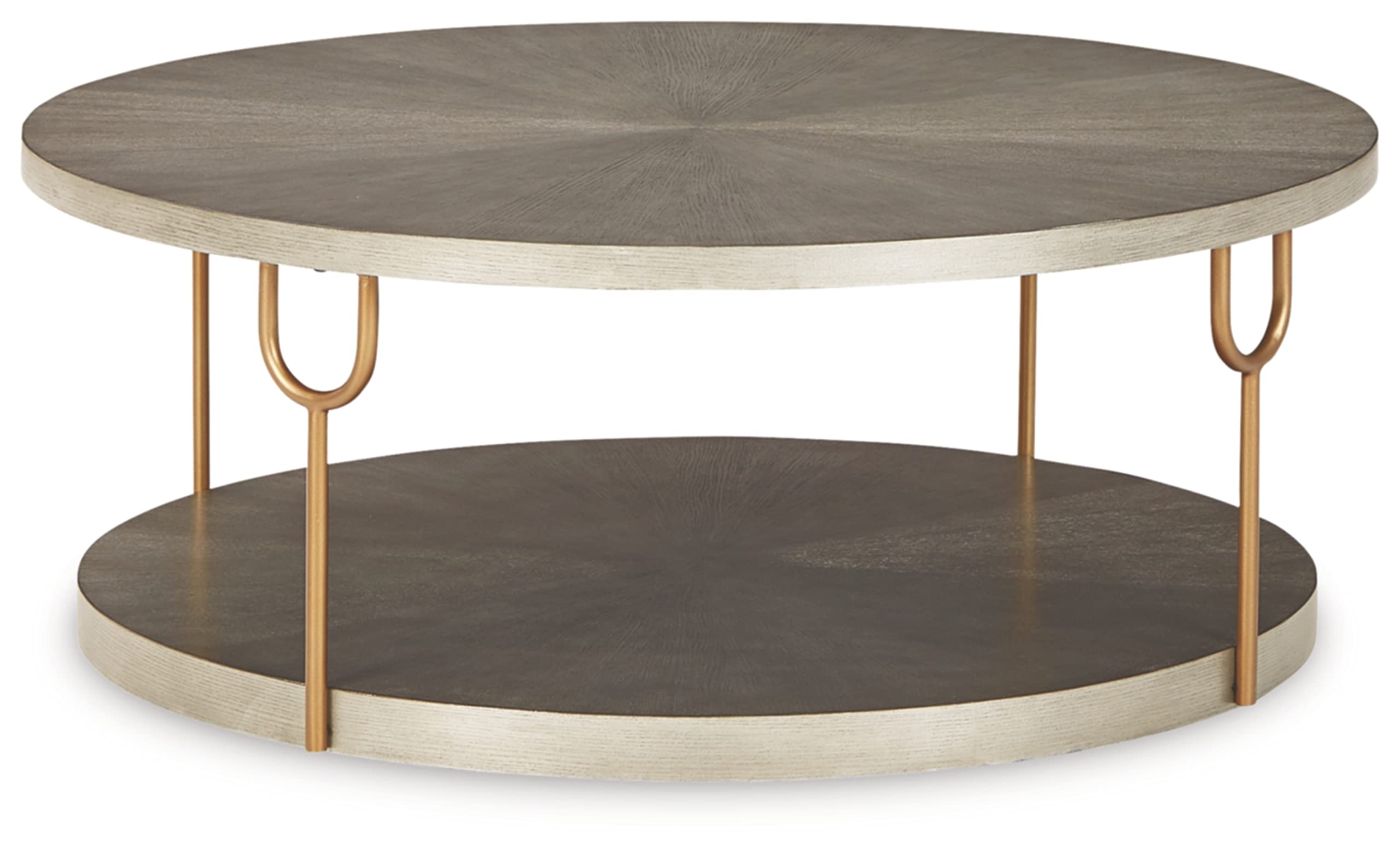 Ranoka Contemporary Round 42" Coffee Table, Metallic & Goldtone Finish