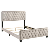 Keanu Transitional Button Tufted Fabric Upholstered Bed with Nailhead Trim