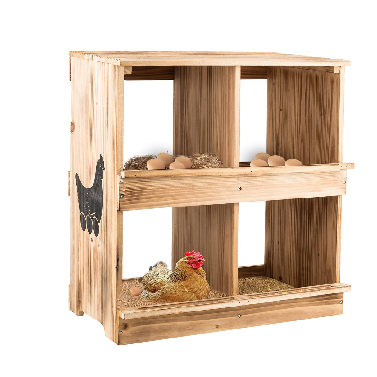 Nesting Boxes for Chickens - Wooden Chicken Nesting Box for Poultry Heavy Duty 4 Compartments Laying Eggs Nest Box Wall Mount for Chickens, Hens, Ducks