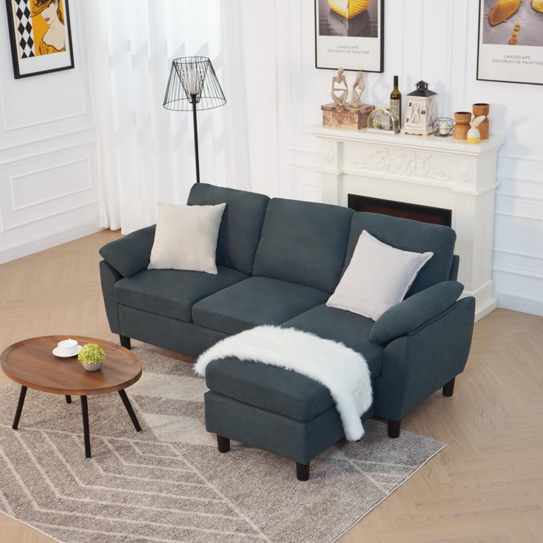 79" Convertible Sectional Sofa, Small L Shaped 3-Seat