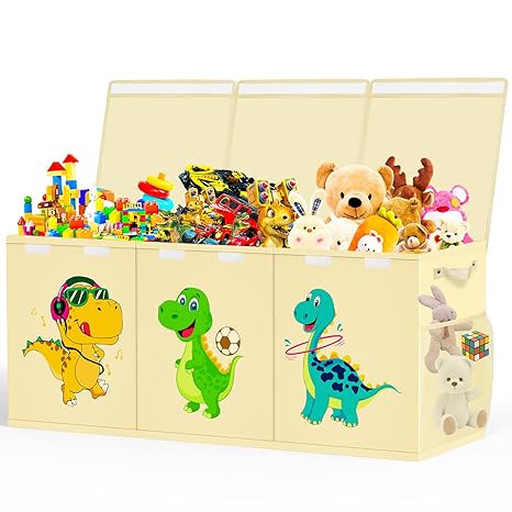 Large Toy Box, Collapsible Toddlers Toy Chest Kids Storage Organizer, Dinosaur Bin Boxes