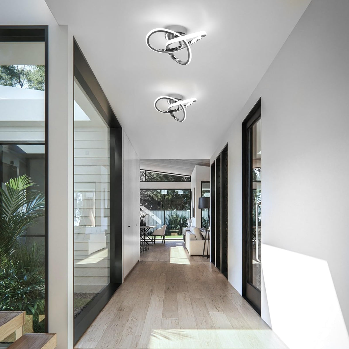 Modern Led Ceiling Light Fixtures 5500K Led Hallway Light Semi Flush Mount Ceiling