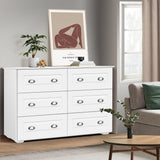 6 Drawer Double Dresser for Bedroom, Wood Chest of Dressers,