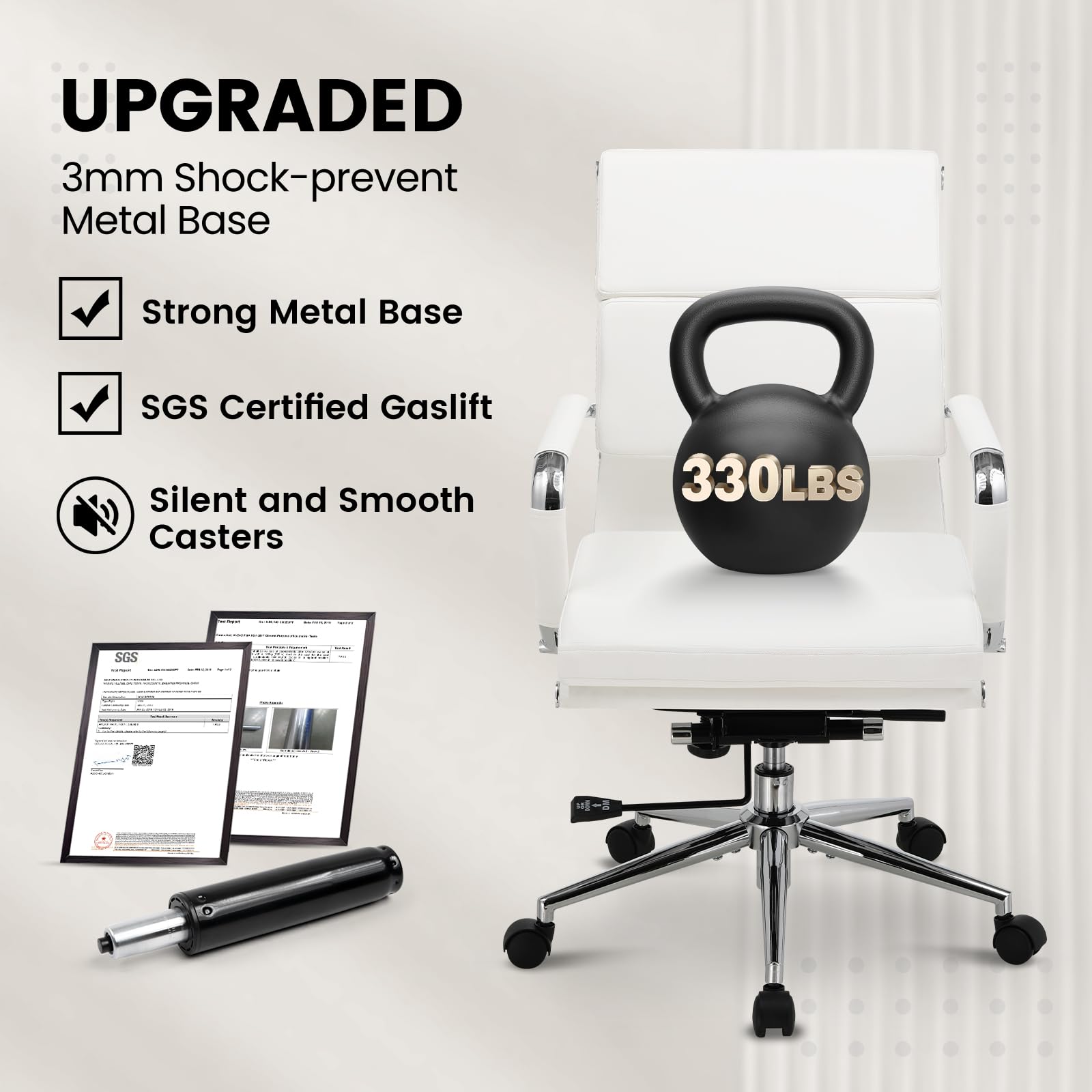 Ribbed Office Desk Chair Mid-Back Ergonomic Chair