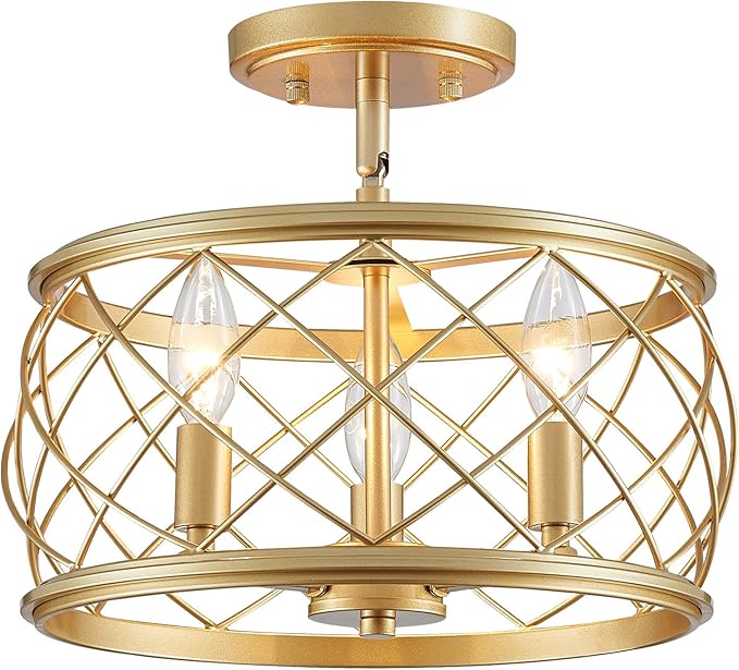 Flush Mount Ceiling Light, 12.8 Inch Drum Light Fixtures Ceiling Mount