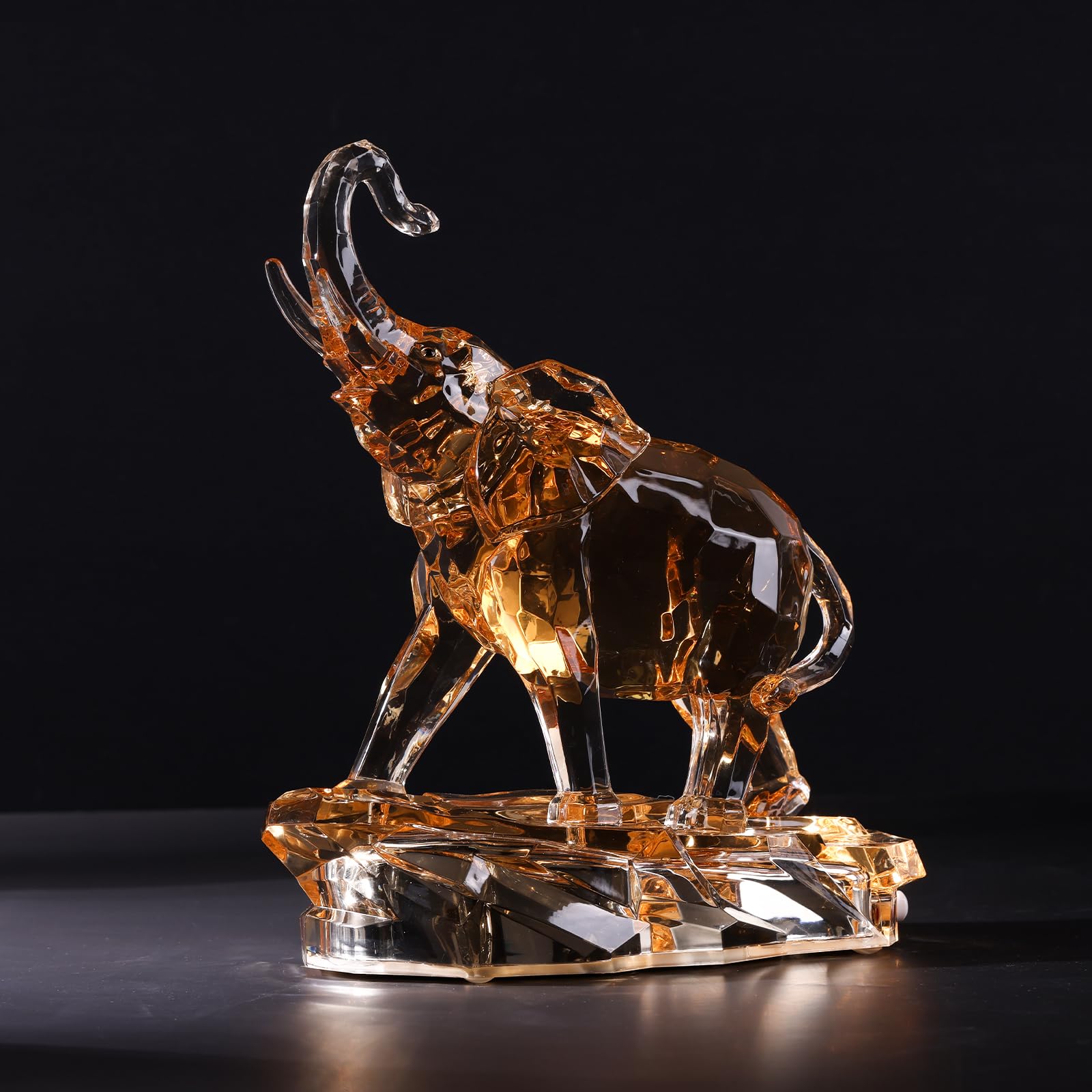 Acrylic Glass Lucky Elephant Statue, Faux Crystal Glass Elephant Gift, Suitable