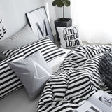 Striped Comforter Set Queen 3Pcs Black White Bedding Comforter Sets Farmhouse