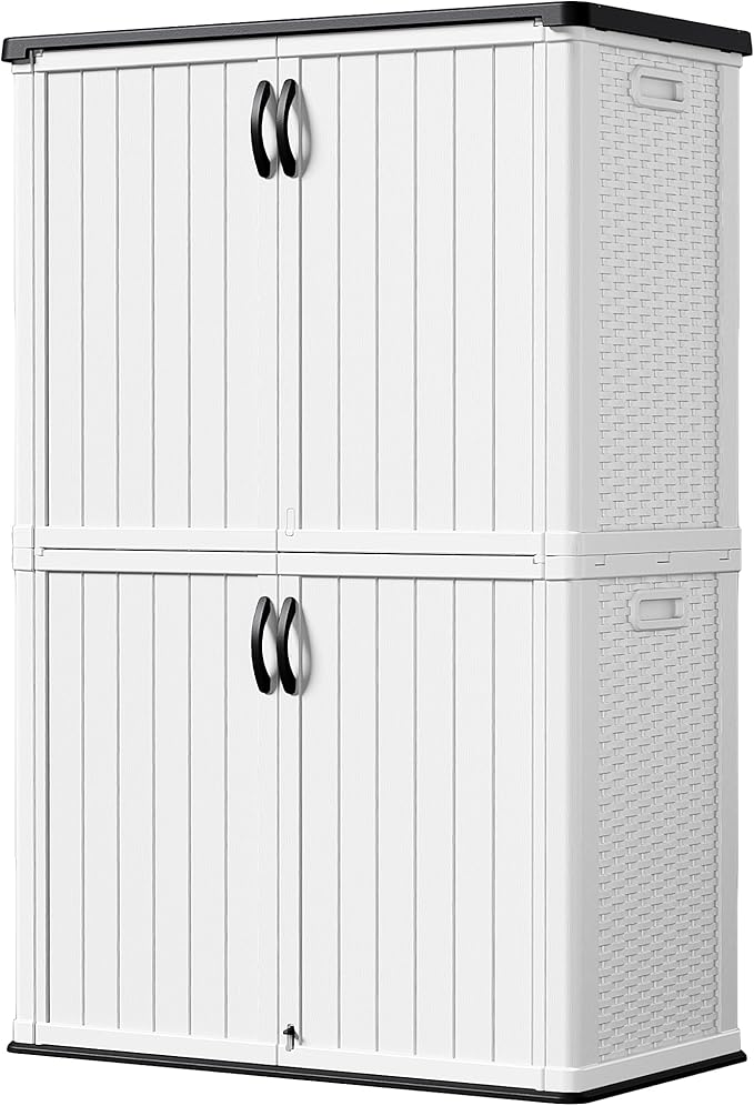 Outdoor Storage Cabinet 26 Cu Ft with Pad-Lockable Doors