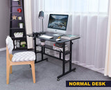 Mobile Standing Desk, Adjustable Computer Desk Rolling Laptop Cart on Wheels Home Office Computer Workstation, Portable Laptop Stand Tall Table for Standing or Sitting, Black, 39.4" x 23.6"