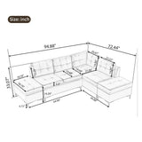 L-Shaped Couches for Living Room, PU Leather Sectional Sofa with Movable Storage