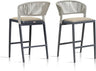 Counter Height Bar Stool Set of 2 Modern Aluminum Rattan Wicker Outdoor Barstools