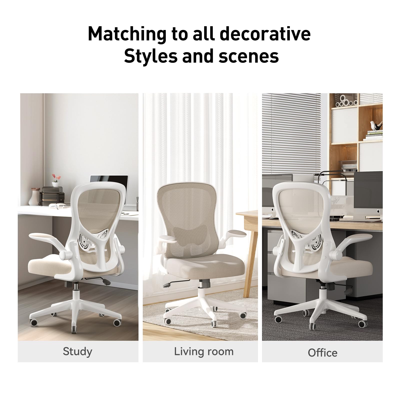 Office Chair Ergonomic Desk Chair, Office Desk Chairs with PU Silent Wheels