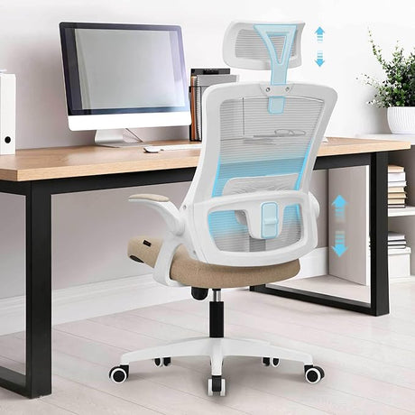 Office High Back Mesh Headrest Adjustable Height and Ergonomic Design