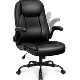 Office Chair PU Leather Executive Chair Padded Flip Up Armrest Computer Chair