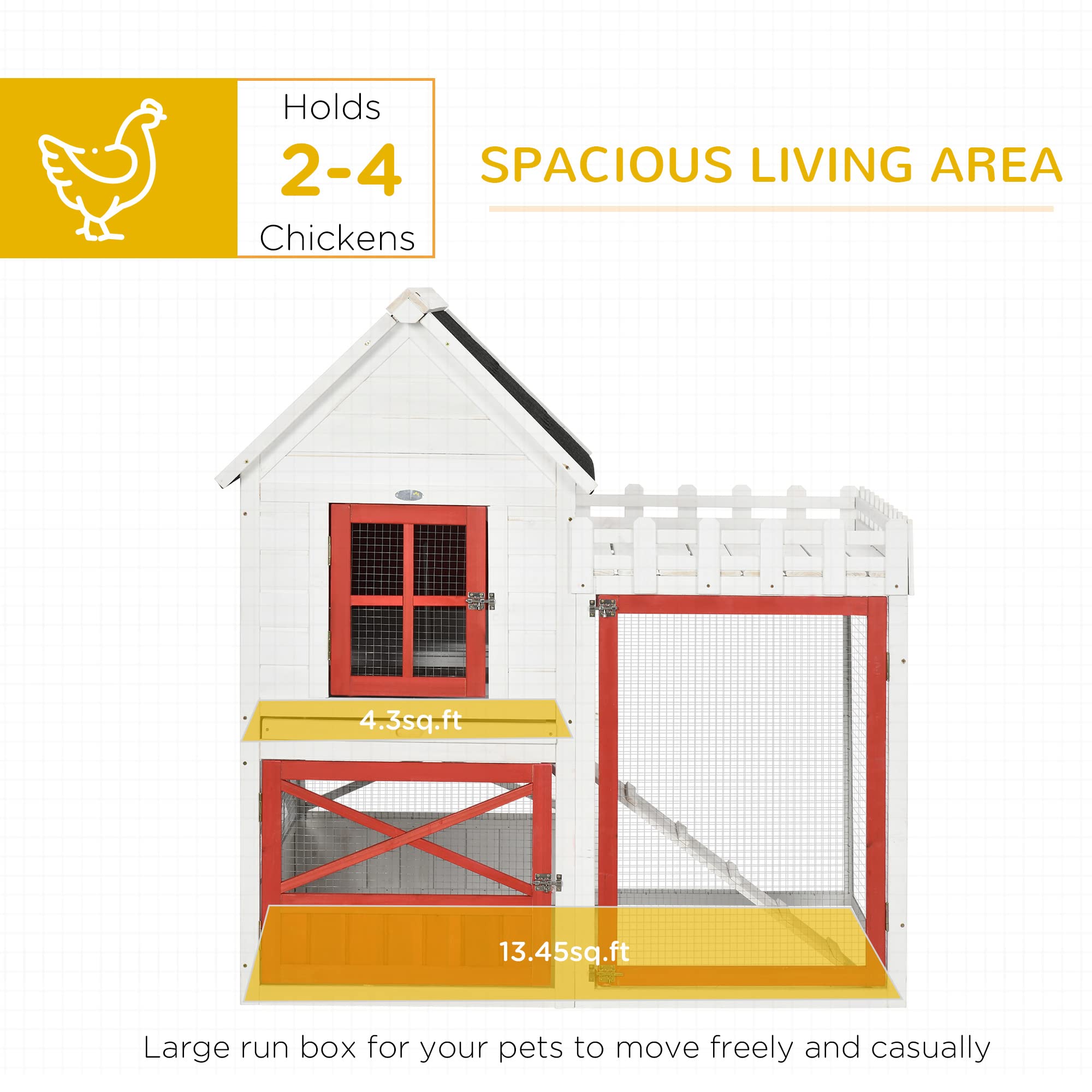 51" Small Chicken Coop with Storage Box, Wooden Chicken Coop Chicken