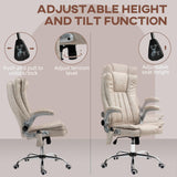 High Back Vibration Massage Office Chair with Heat - Cream White