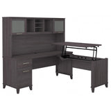 SET015SG Somerset 35-Inch -41-Inch Adjustable Desk with Hutch, Storm Gray