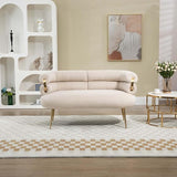 Modern Velvet Accent Loveseat Sofa, Upholstered Sofa Chair with Golden Metal Legs