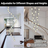 20-Lights High Ceiling Chandelier, Large LED Pendant Chandeliers with Crystal Bubble Ball