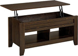 Lift Top Coffee Table with Hidden Storage Compartment & Lower Shelf