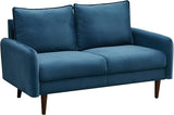 Velvet Loveseat Mid-Century Modern Sofa Tufted Couch with Wooden Legs for Living