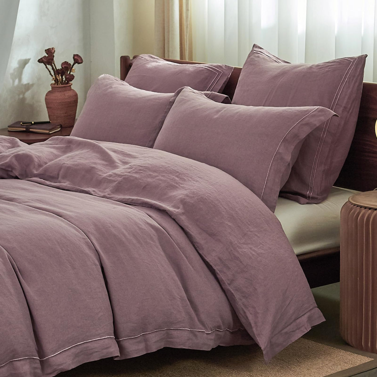 3 Pieces Soft Farmhouse Comforter Set with Button Closure,1 Duvet Cover