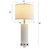 White Ceramic Table Lamps Set of 2 with USB Charging Ports