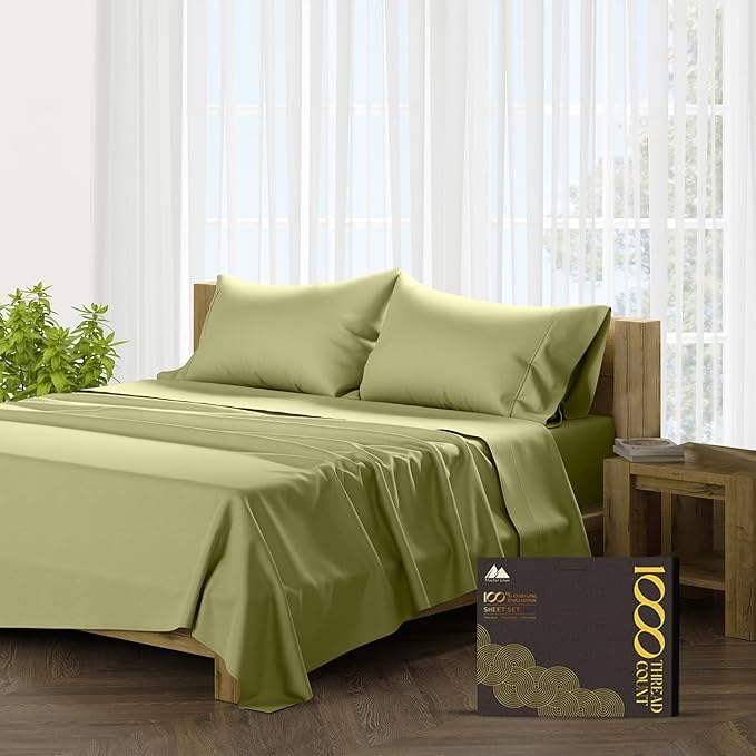 100% Egyptian Cotton Sheets Set Queen - 1000 High Thread Count, Luxury 5-Star Hotel