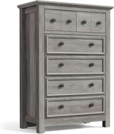 Farmhouse 6 Drawers Dresser Chest, 45" Tall Dressers for Bedroom