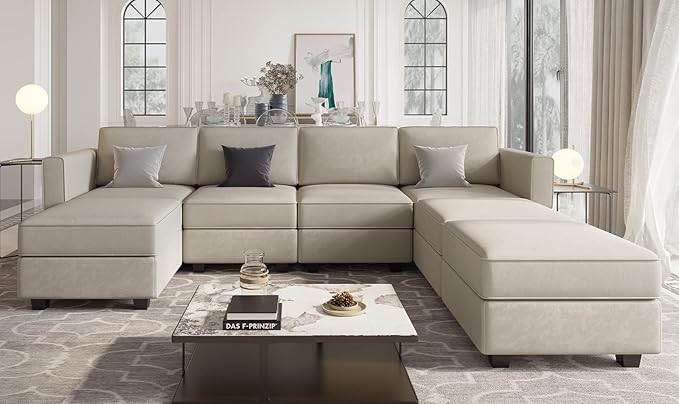 Modular Sectional Sofa Couch with Reversible Chaise Velvet L Shaped Storage 4-seat Convertible Blue…