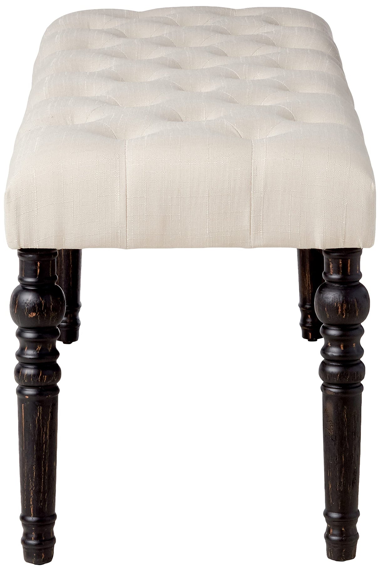 Leviton Fabric Tufted Turned Leg Dining Bench