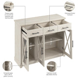 Lennox 46W Farmhouse Sideboard Buffet Cabinet with Drawers in Linen