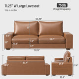 71.25" Faux Leather Sofa Couch,Living Room Loveseat Sofa