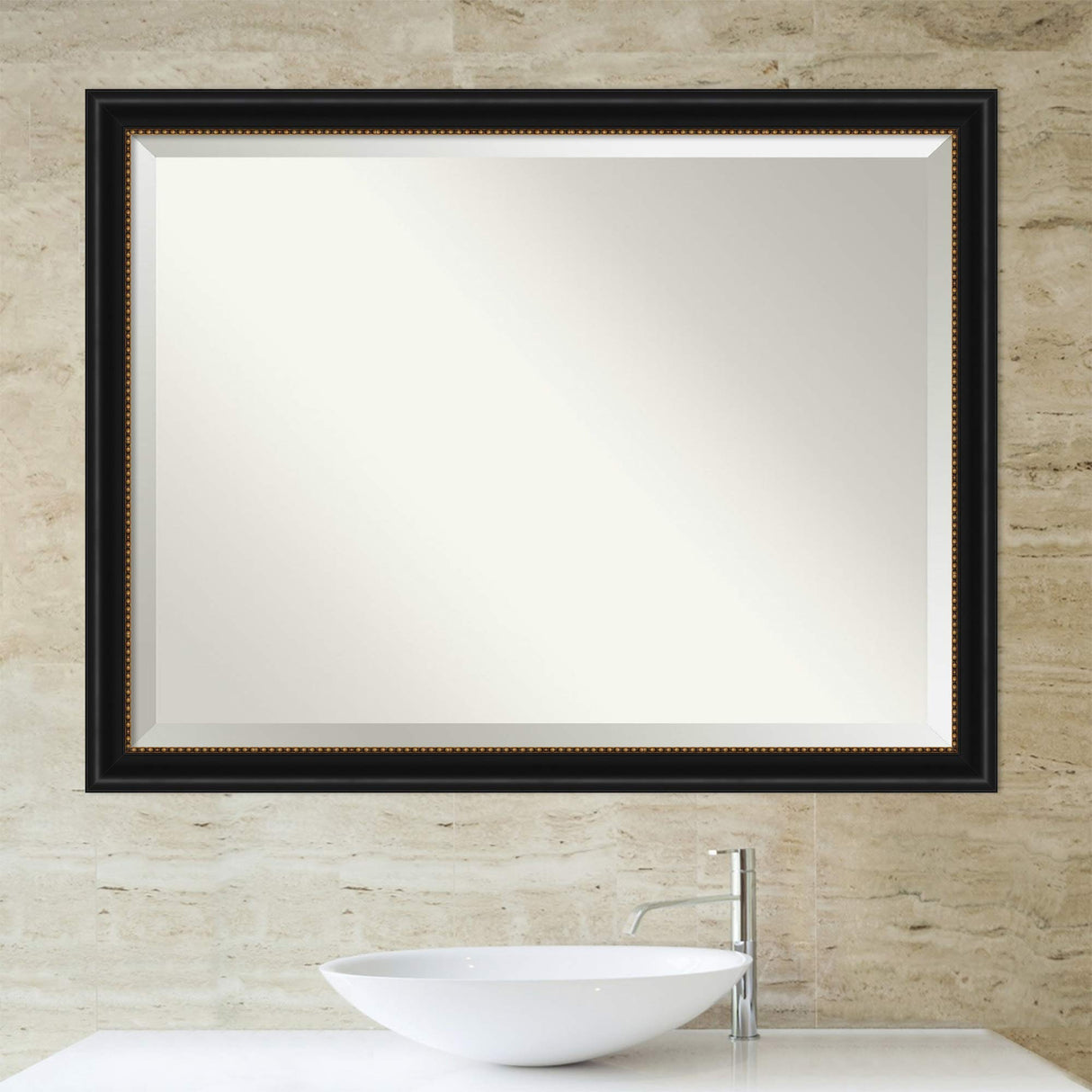 Framed Bathroom Vanity Mirror, Glass Size 40x30, Manhattan Black