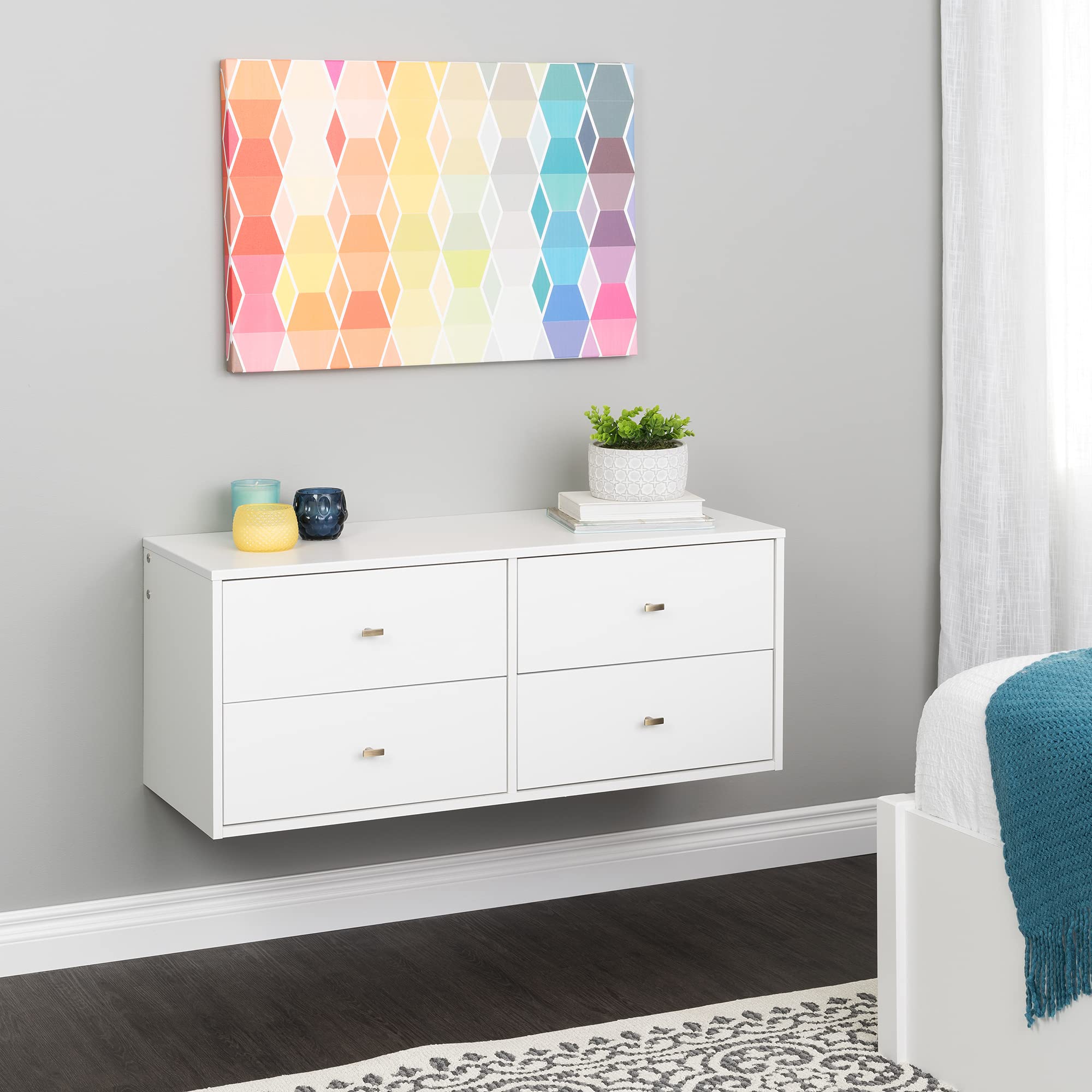 4-Drawer Floating Dresser for Bedroom, Modern Dresser Chest of Drawers