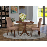 DLBA3-MAH-18 3 Piece Modern Dining Table Set Contains a Round Wooden Table