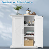 Bathroom Floor Cabinet Freestanding Storage with Double Doors and 2-Tier Adjustable Shelves