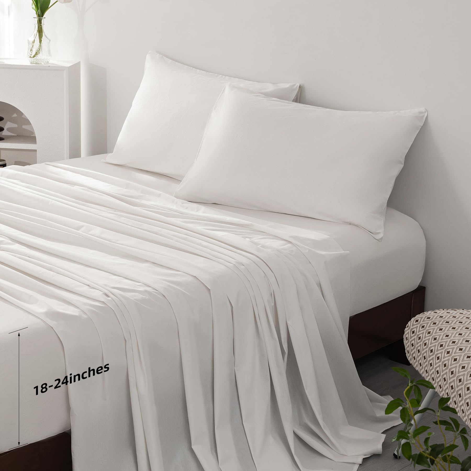 100% Egyptian Cotton Sheets Queen Size Set 18"-24" Extra Deep Pocket