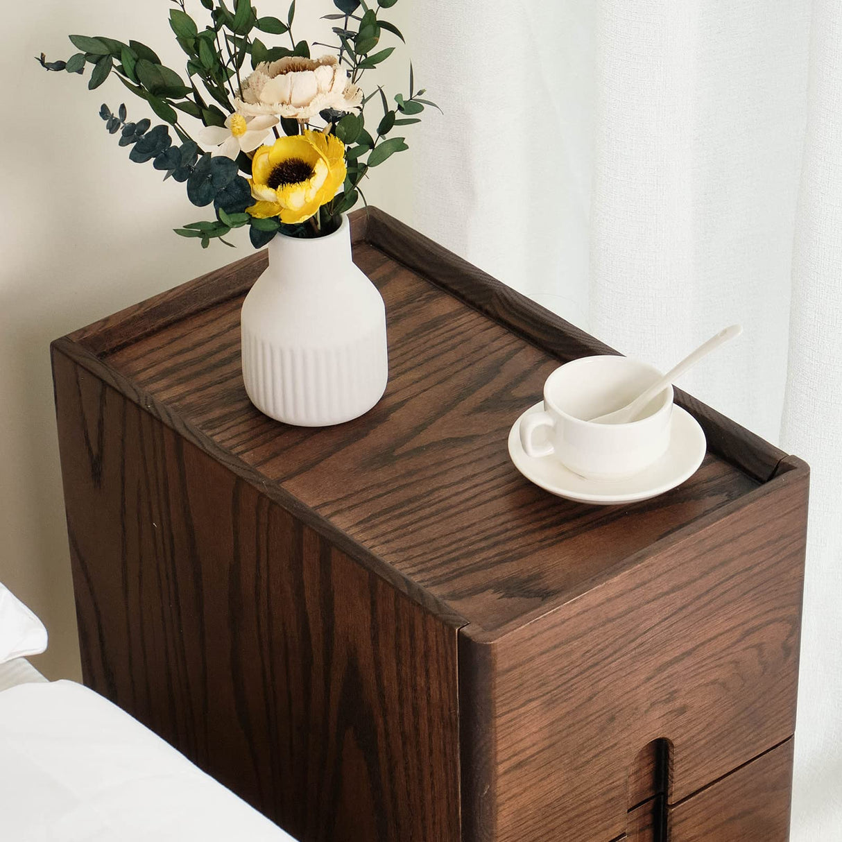 Mid Century Modern Nightstand, Solid Wood Night Table, Minimalist Nightstand