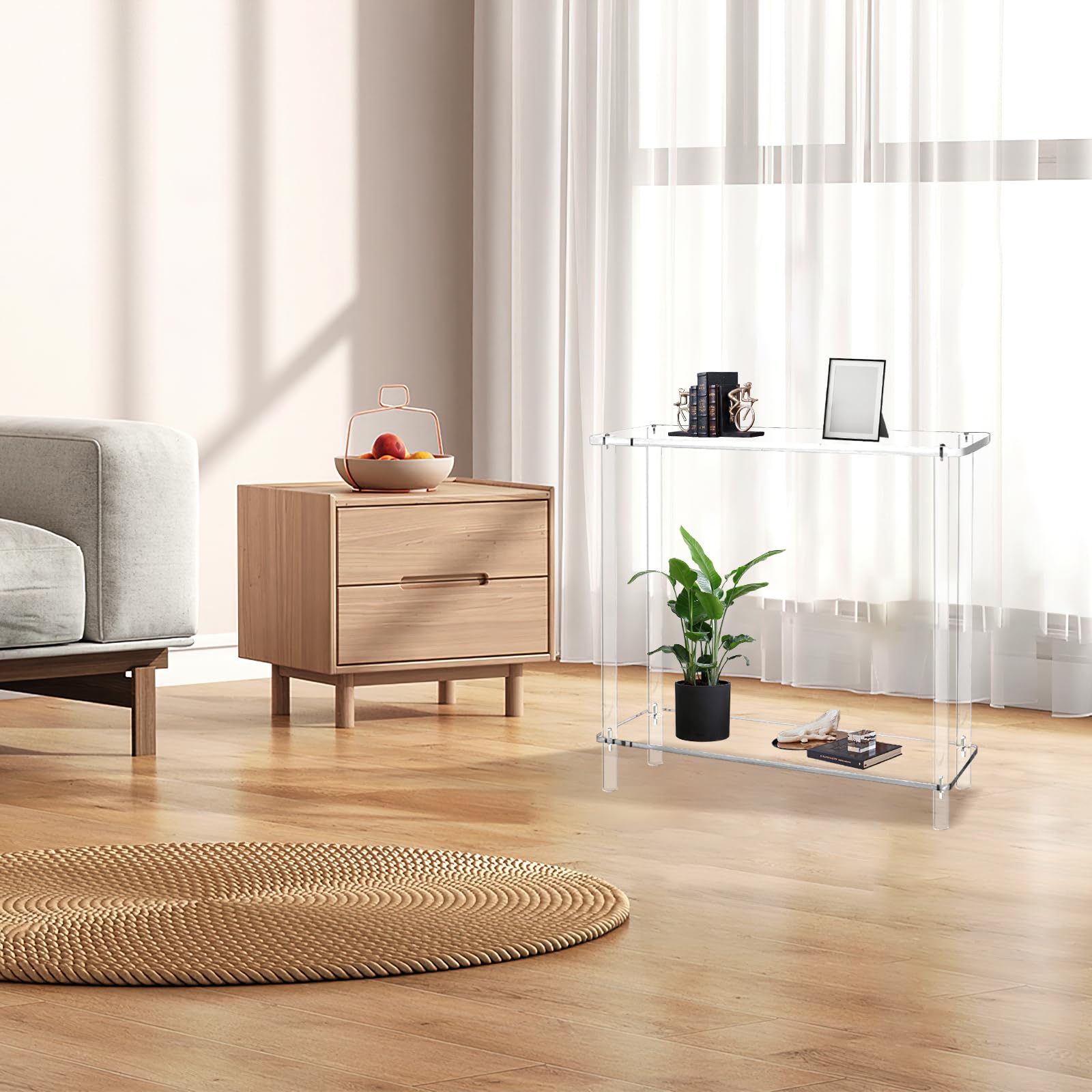 Clear Acrylic Console Table - 39.4" Narrow Entryway Table