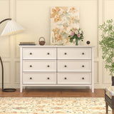 6 𝑫𝒓𝒂𝒘𝒆𝒓𝒔 𝑫𝒓𝒆𝒔𝒔𝒆𝒓, White 6 Drawer Dresser for Bedroom, Modern Solid Wood Chest