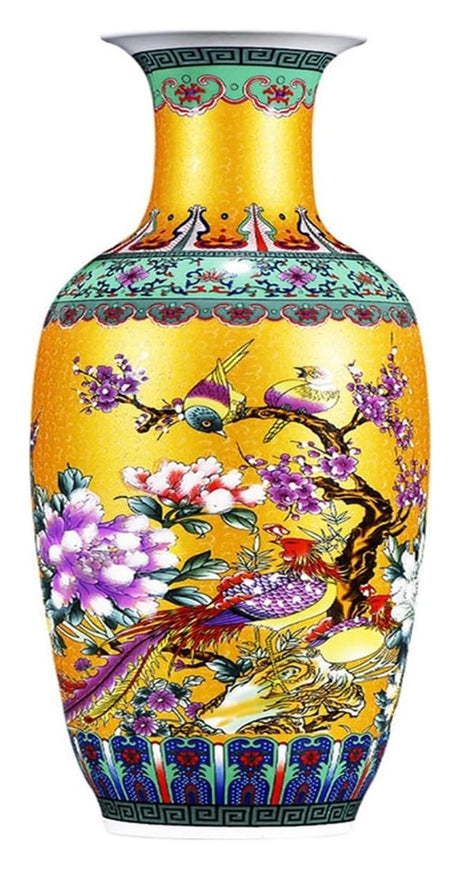 Vase Floral Chinese Classical Ceramic Antique Enamel Color Large Flower Arrangement