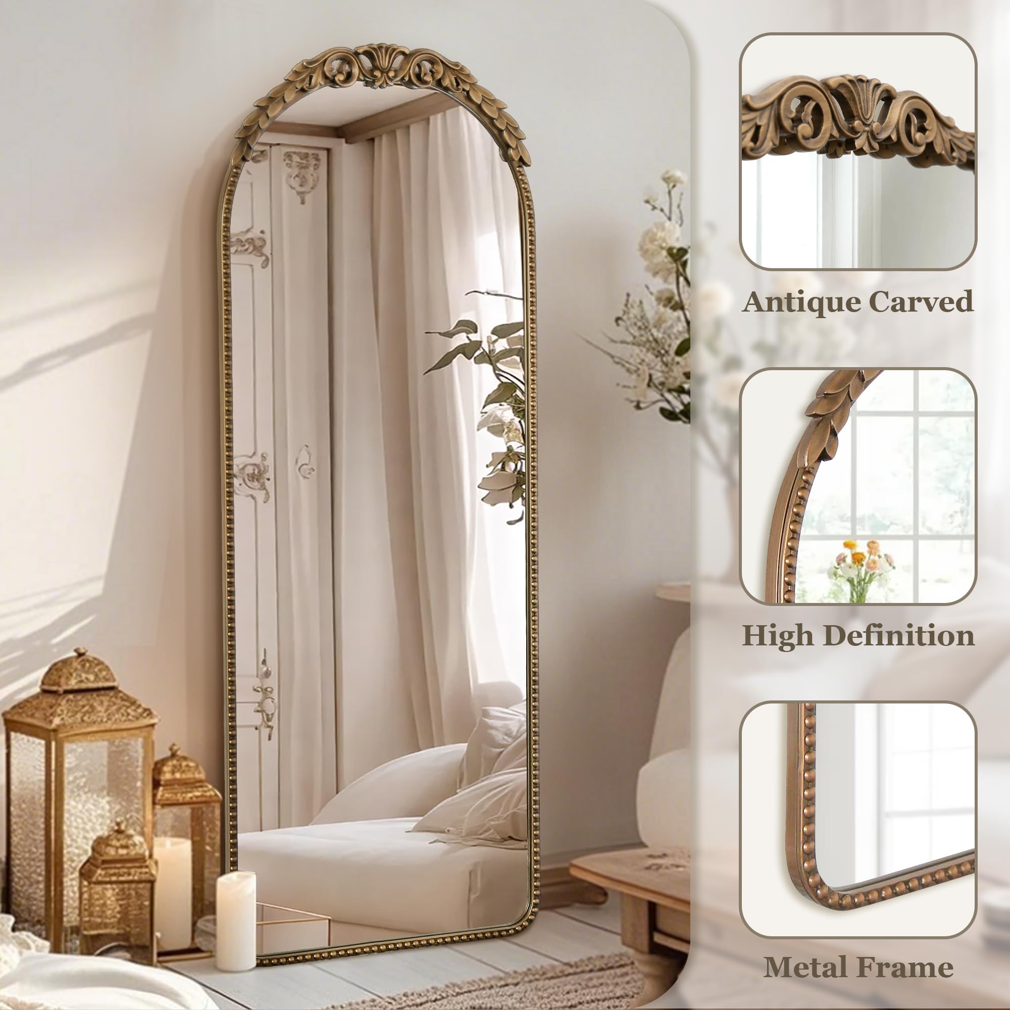 Gold Full Length Mirror 53x19 - Ornate Baroque Antique Floor Mirror