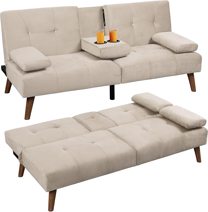 Futon Sofa Bed, Convertible Couch Bed Loveseat, Modern Futon Recliner Sleeper
