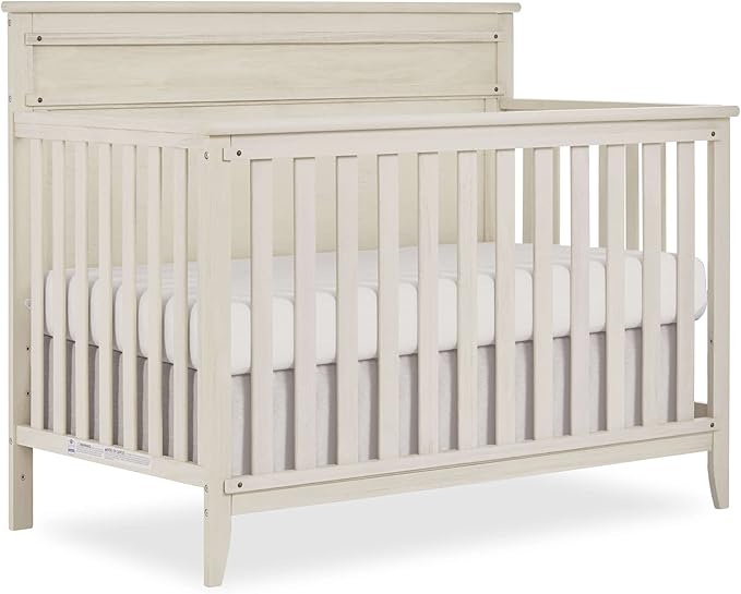 Bayfield 5-in-1 Convertible Crib in Glazed Brush White, JPMA, and Greenguard Gold