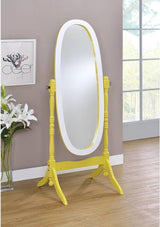 N4001-YEL/WH Oval Cheval Standing Mirror, Yellow/White