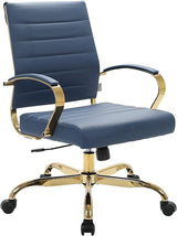 Mid-Back Ergonomic Office Chair - White Leather with Lumbar Support