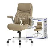 +Posture Ergonomic PU Leather Office Chair. Click5 Lumbar Support with FlipAdjust