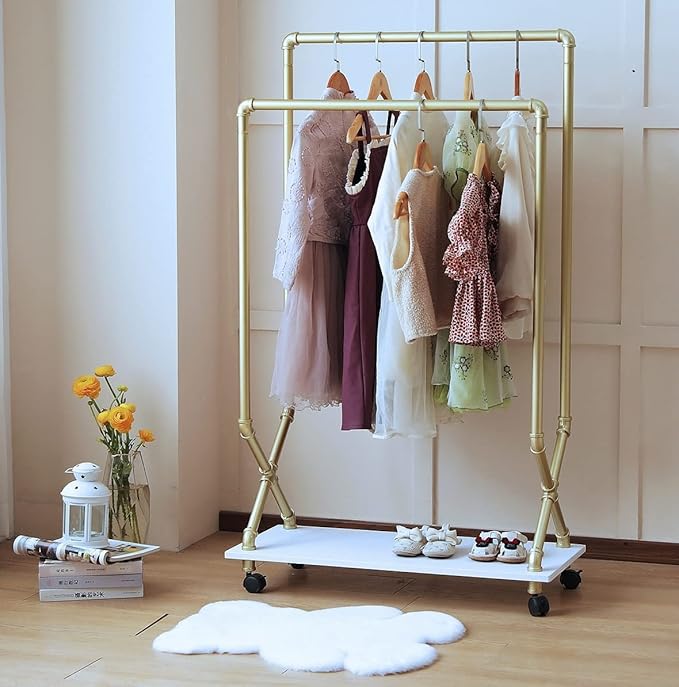 Child Clothing Rack, Kids Garment Rack Dress-up Closet, Rolling Pipe Open Clothes Rack