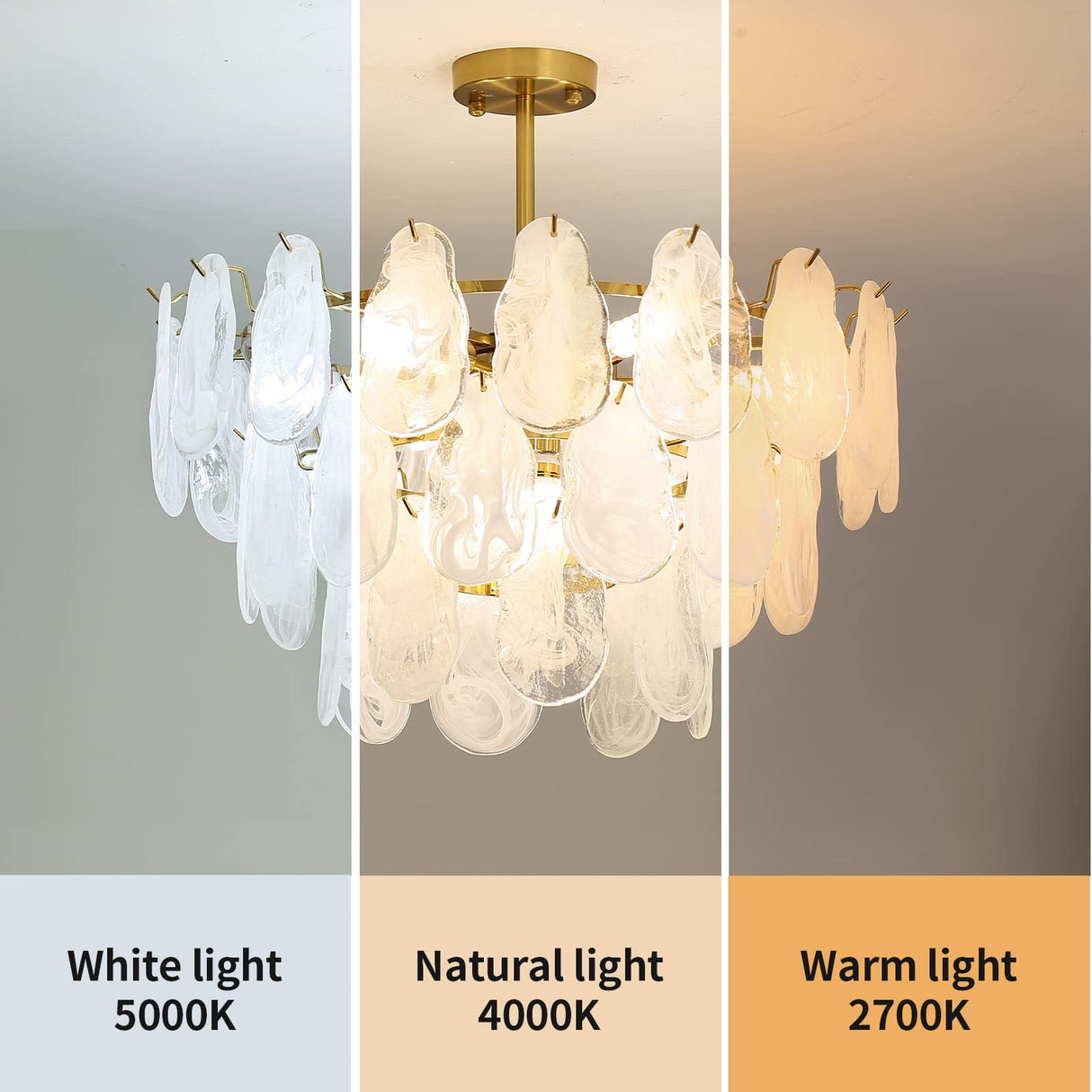 KELUOLY modern gold Chandeliers Lighting, D23.6 creative cloud glass Pendant Ceiling Fixture Lamp, 3-layer round crystal glass chandelier, 9-Light, applicable to living room, bedroom, dining hall